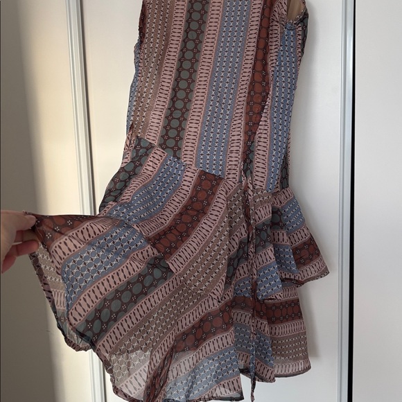 Boho Print Ruffle Hem Mini Dress - Picture 7 of 17